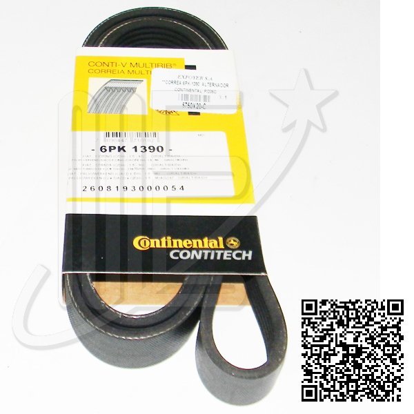 CORREA 6PK-1390  ALTERNADOR CONTINENTAL  P/206D