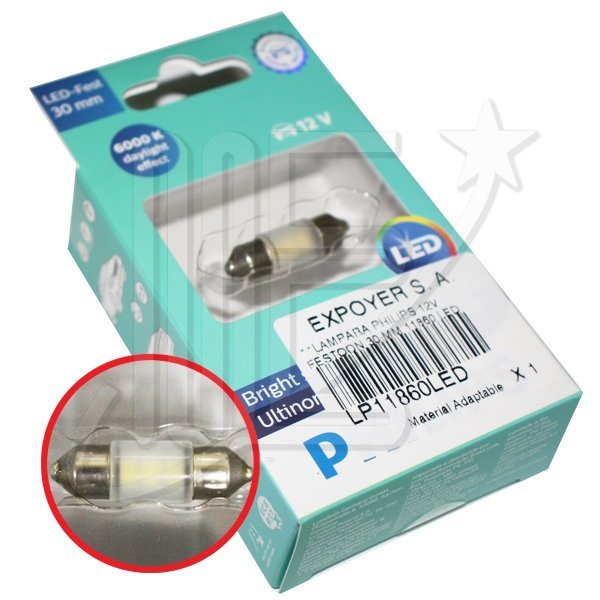 LAMPARA PHILIPS 12V FESTOON 30 mm 11860 LED**