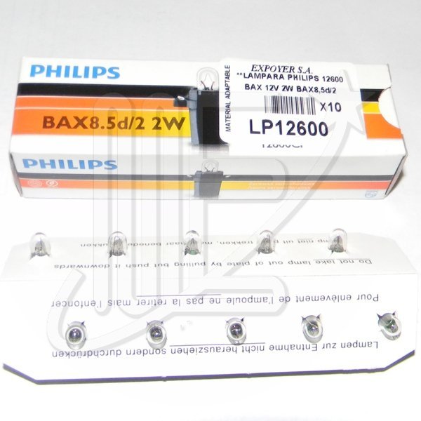 LAMPARA PHILIPS 12V 2W 12600BAX BAX8,5d/2**