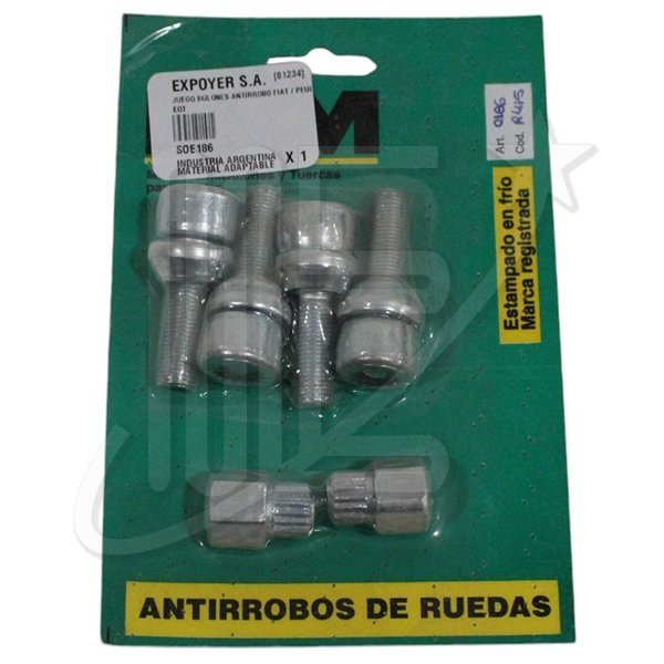 SOE186.jpg JUEGO BULONES ANTIRROBO FIAT / PEUGEOT